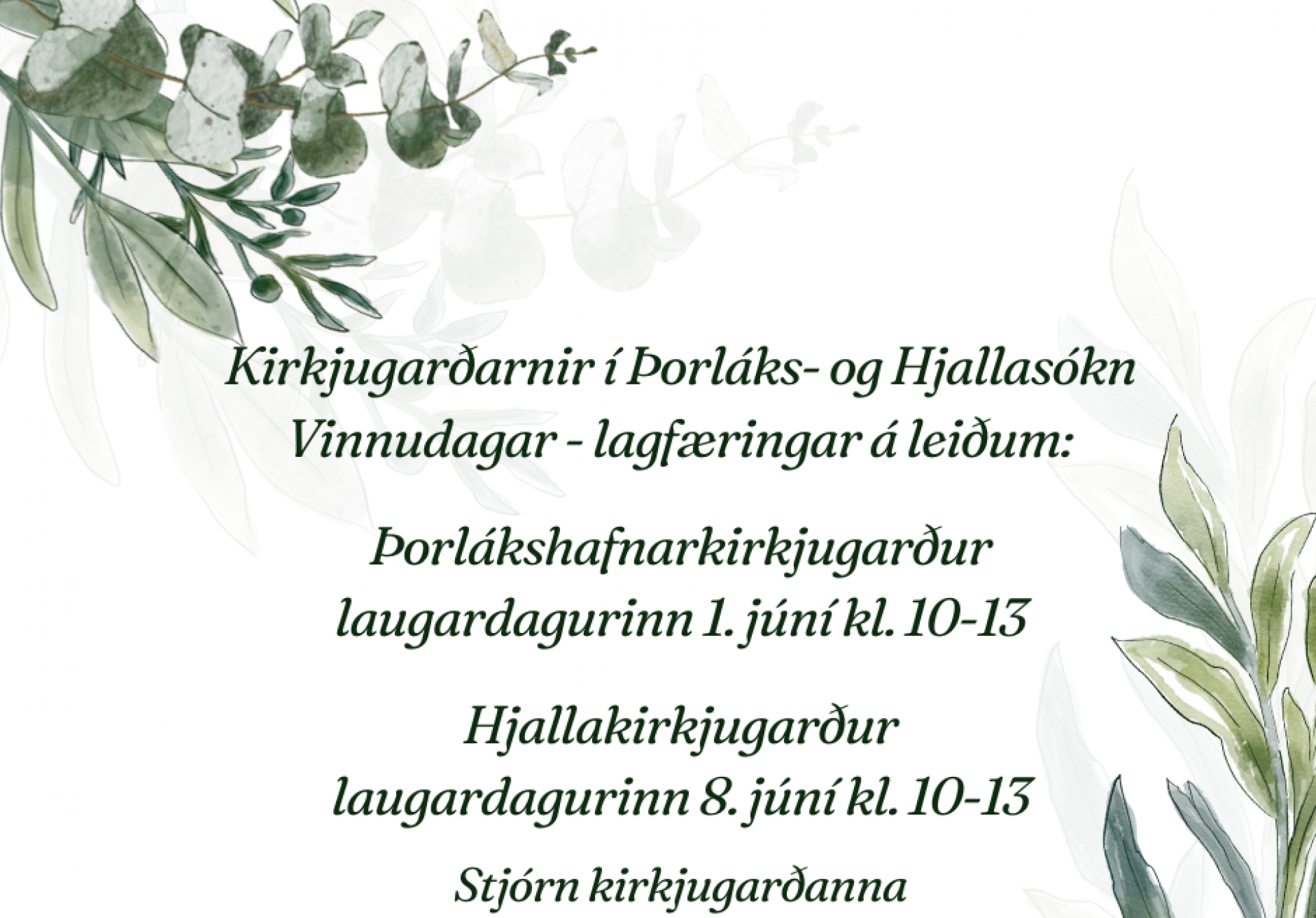 Vinnudagar í kirkjugörðunum